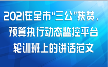 2021年在全市“三公”、扶贫、预算执行动态监控平台轮训班上的讲话范文