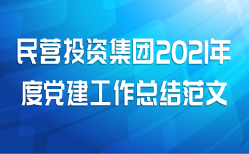 民营投资集团2021年度党建工作总结范文