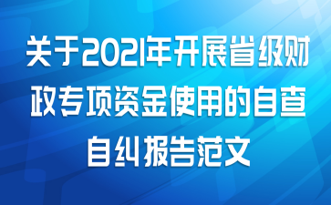 关于2021年开展省级财政专项资金使用的自查自纠报告范文