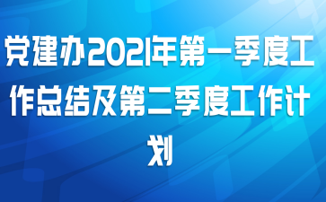 党建办2021年第一季度工作总结及第二季度工作计划